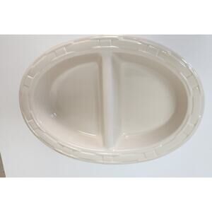 Longaberger Woven Traditions Ivory Relish Serving Tray Vtg 1999 Pottery NWT  Box